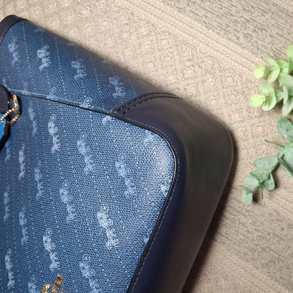 Coach Navy Blue Monogram Tote - Picture 7 of 16